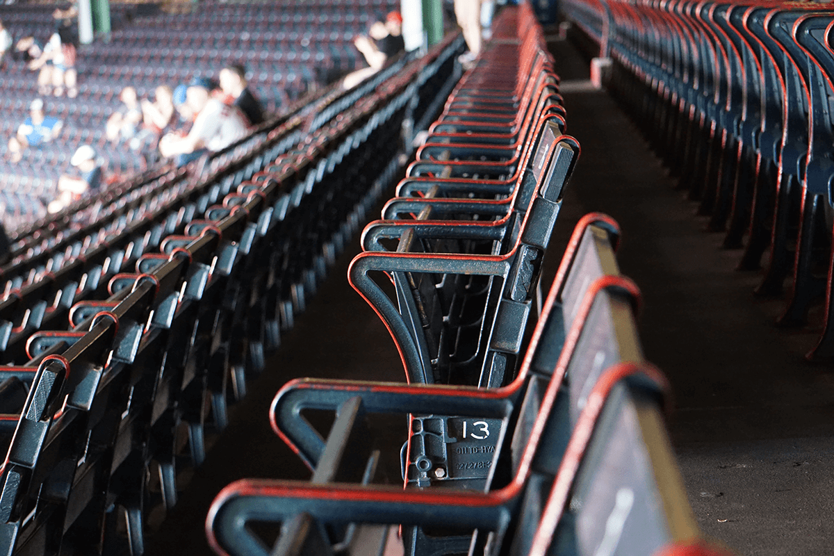 Empty row of seats at a sporting event